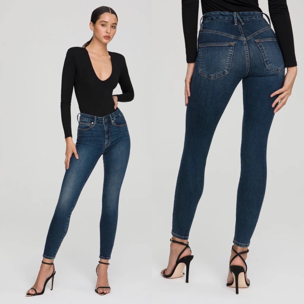 GOOD AMERICAN Good Legs Deep V Blue609 Jeans